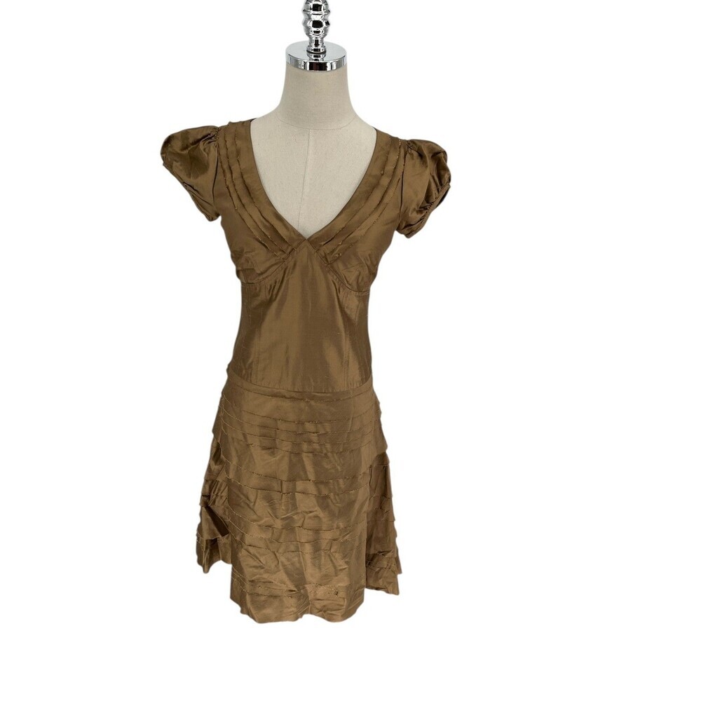 Calypso St Barth Bronze Silk Dress Size XS Boho Indie Sleaze Whimsigoth Regency